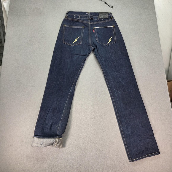 Flat Head Jeans Mens Fits 28x31 Blue Selvedge Slim Straight Buckile Back Denim - Picture 2 of 14